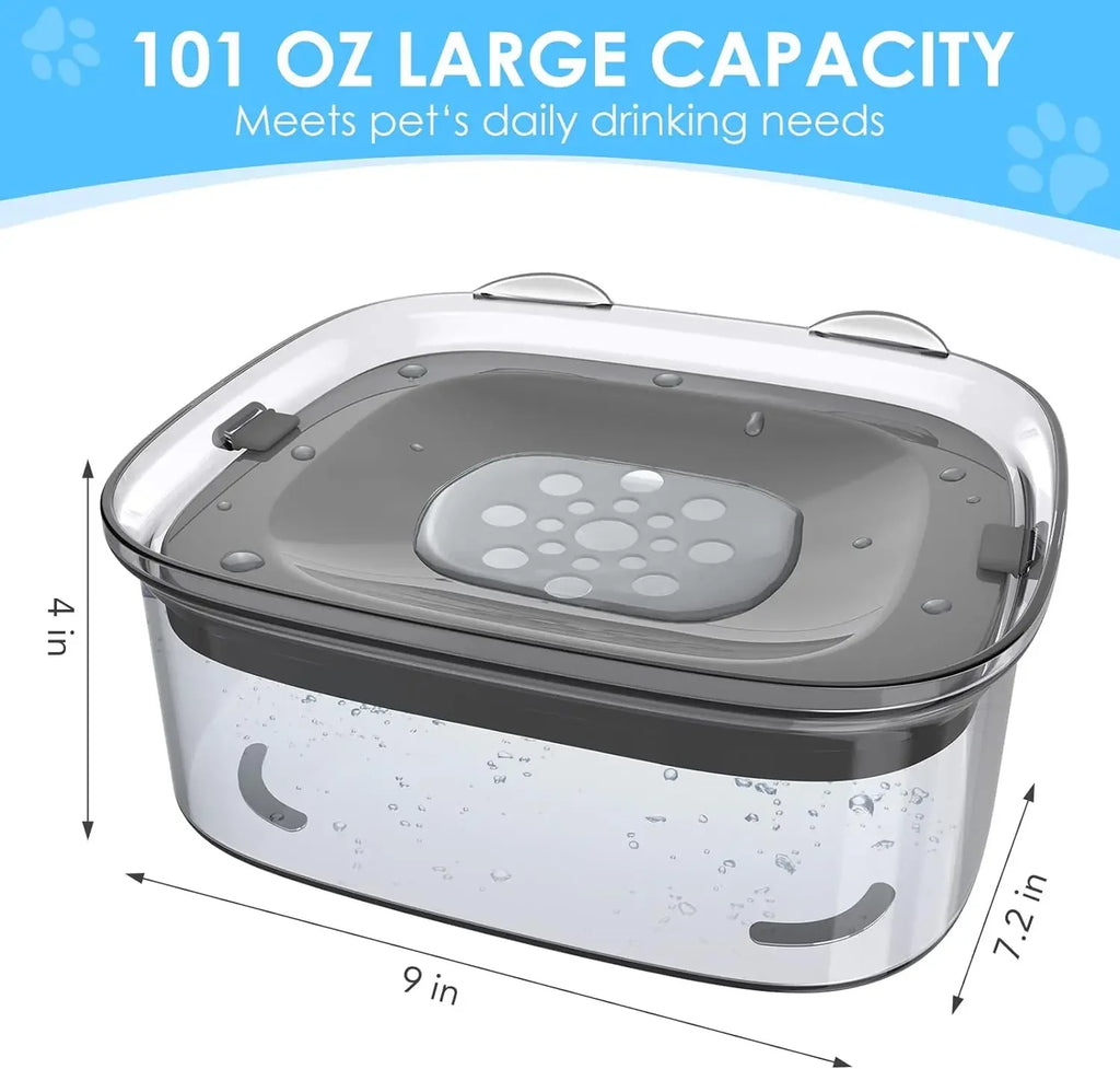 2L Spill Proof  Pet Dog Cat Water Bowl Reduce Refill