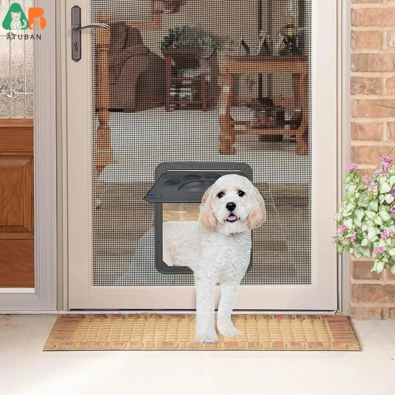 ATUBAN Dog Door for Screen Door 12x14 inch